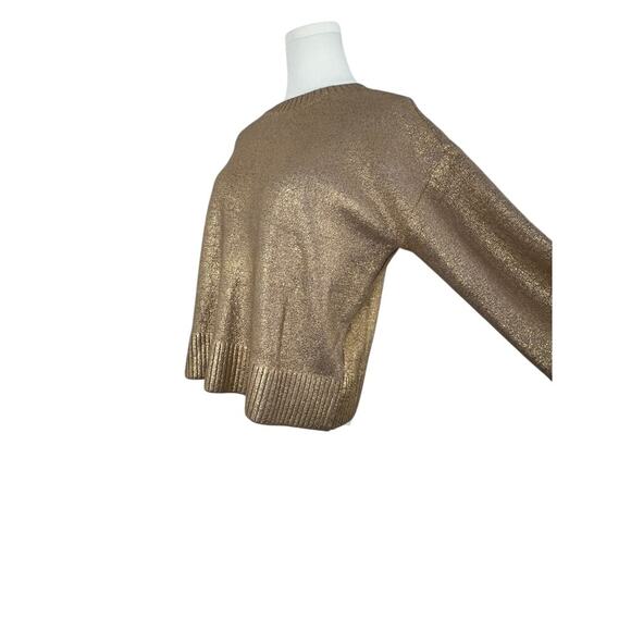 ANN TAYLOR LOFT GOLD FOILED 3/4 Sleeve Sweater (Women's: Medium) - Picture 3 of 8